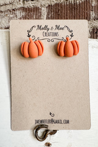 Clay Pumpkin Earring Studs