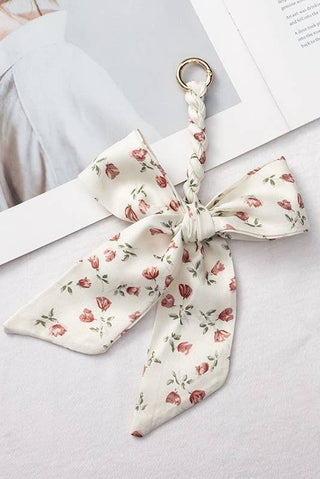 Dainty Floral Silky Bow Bag Charm