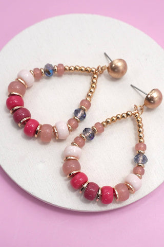Gold Teardrop Beaded Earrings
