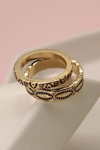 Antique Carved Duo Ring Set