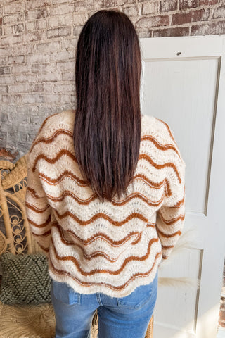 Wavy Stripes V-Neck Sweater Top