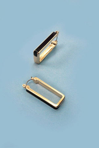 Black Rectangle Huggie Hoop Earrings