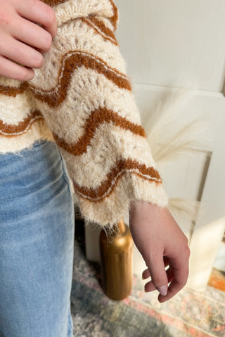 Wavy Stripes V-Neck Sweater Top