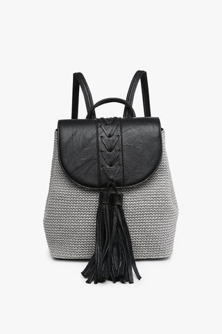 Eleanora Straw Backpack w/ Vegan Leather Detail