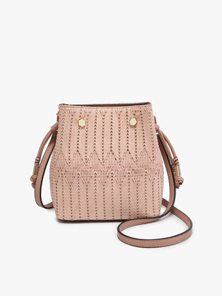 Blush Rain Woven Mini Bucket Bag