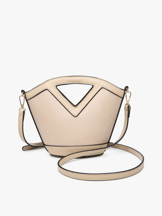 Cream Ashlyn Snake Textured Mini Bucket Crossbody Bag