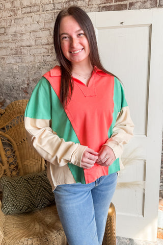 Clementine Colorblock Terry Knit Top