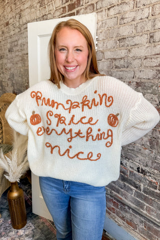 Pumpkin Spice Ivory Sweater Top