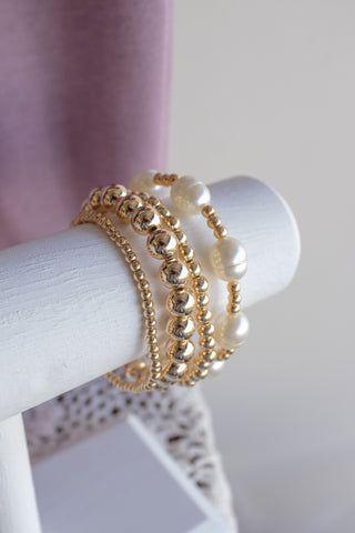 18k Gold Filled Bead Bracelets- Build Your Stack