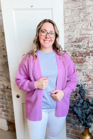 Mauve Eyelet Cardigan