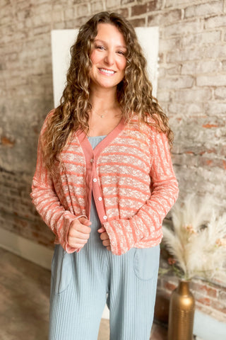 Clara Rose Striped Knit Cardigan