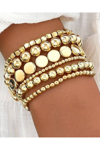 Gold Multi Ball Stretch Bracelet Set