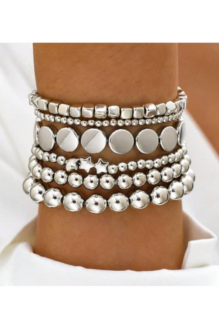 Silver Multi Ball Stretch Bracelet
