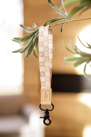 Floral Check Wristlet Keychain