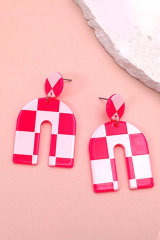 Pink Acrylic Arch Earrings