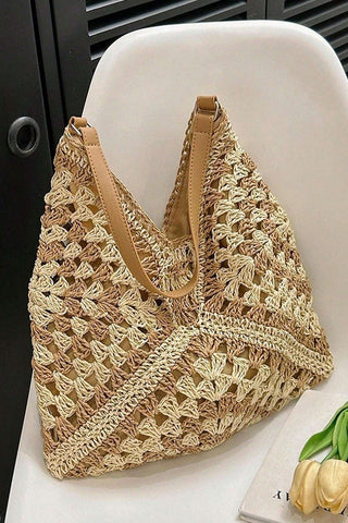 Vintage Woven Straw Crochet Bucket Shoulder Bag (2 Colors)