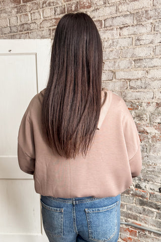 Mocha Soft Scuba Zip Up Hoodie Jacket