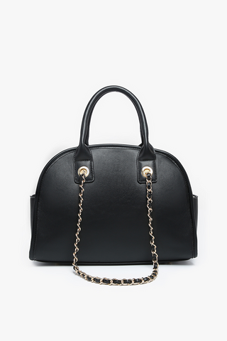 Beth Dome Black Satchel w/ Chain Strap