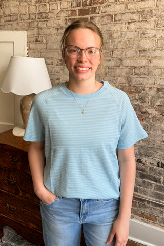 Sky Blue Waffle Knit Everyday Tee