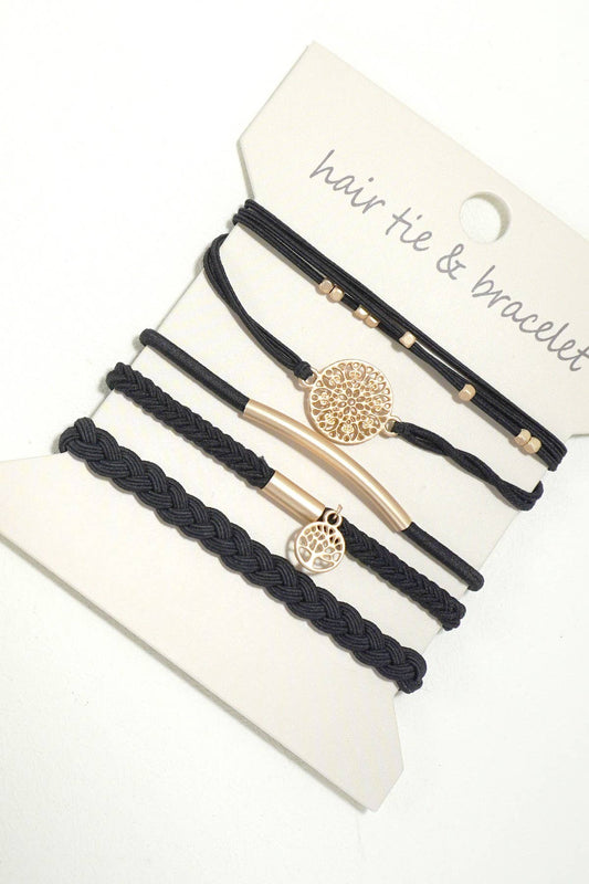 Black Dual Function Bracelet and Hair Ties