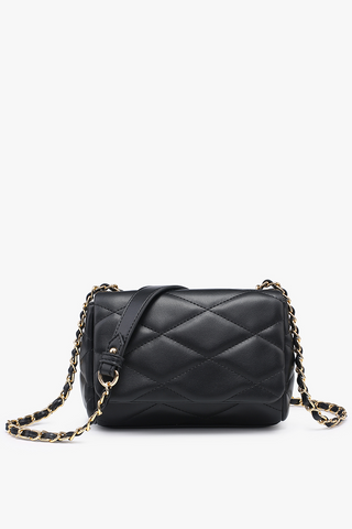 Prague Black Quilted Crossbody w/ Chain Strap