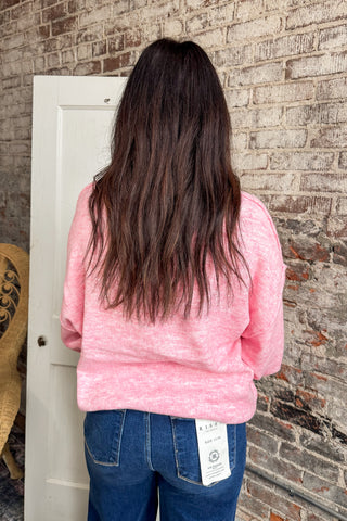 Heather Pink Oversized Melange Sweater