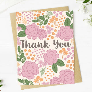 Pink Florals Thank You Card