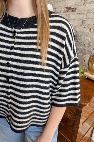 The Easy Days Striped Button Cardigan