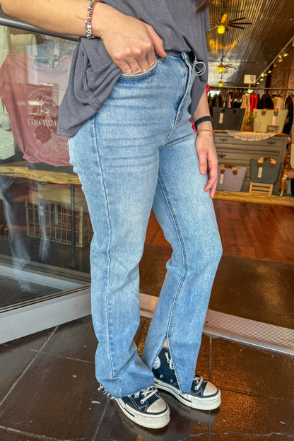 Brooke Inseam Slit Straight Jeans