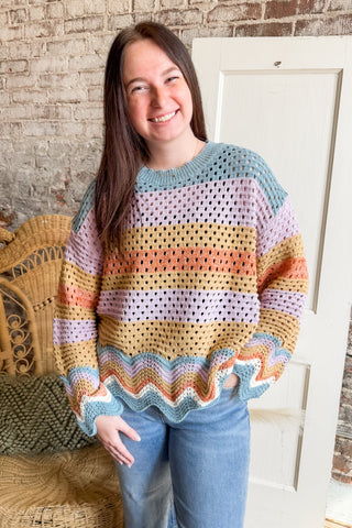 Vintage Sunset Wavy Sweater Top