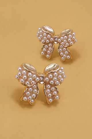 Mini Pearl Bow Stud Earrings
