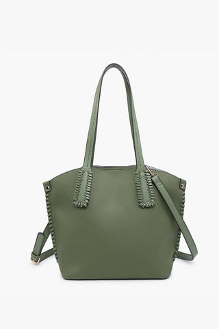 Micah Whipstitch 3-Compartment Olive Tote