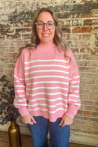Pink Oversized Striped Sweater