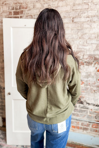 Olive Sequin Animal Print Stripe Hooded Top