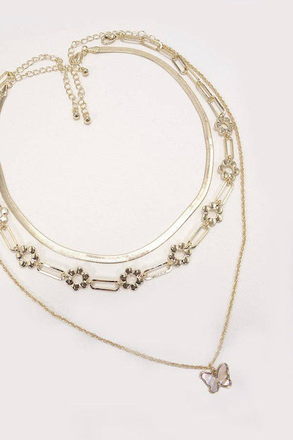 Golden Daisy Butterfly Necklace Set