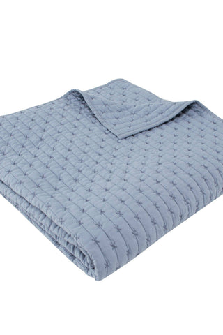 Cross Stitch Quilted Throw: Chambray