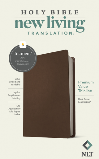 Brown NLT Premium Value Thinline Bible, Filament Enabled
