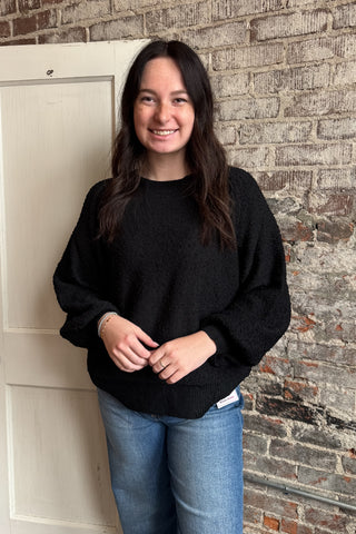 Black Layla Puff Sleeve Sweater