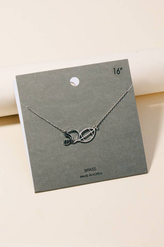 Silver Football and Helmet Game Day Pendant Necklace