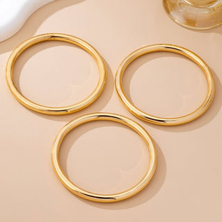 Gold Chunky Triple Tube Bangle Bracelet Set