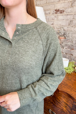 The Everyday Button Olive Henley Top