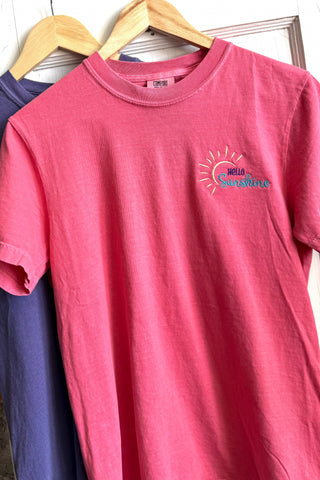 Hello Sunshine Embroidered Pocket Graphic Tee