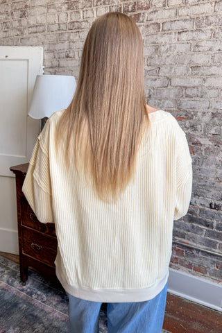 Butter Yellow Waffle Knit Boat Neck Pullover
