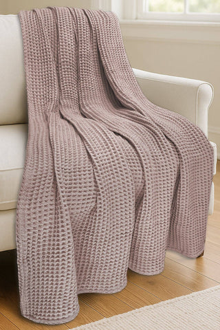 Waffle Blanket Throw: Blush