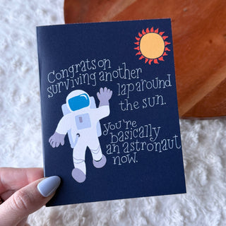 "Another lap around the sun" Funny Astronaut Birthday Card