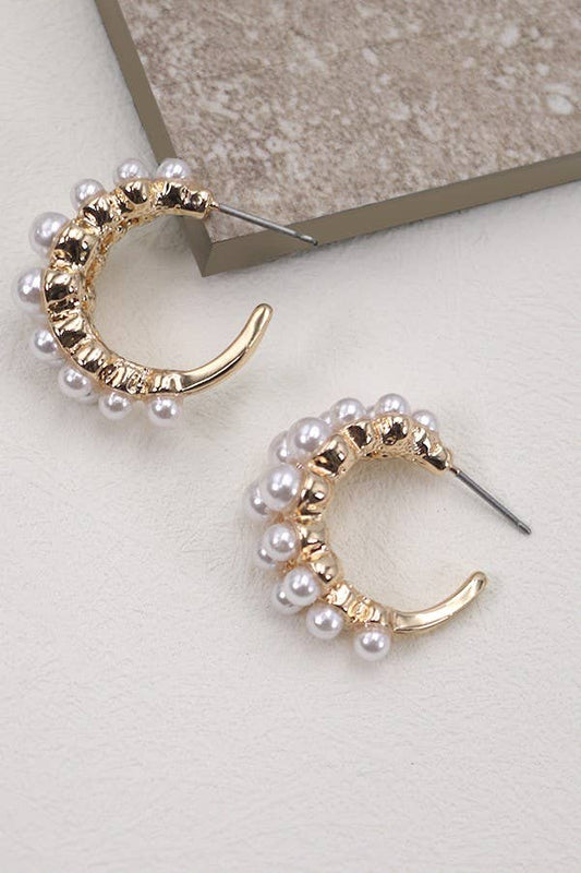 Double Row Pearl Earrings