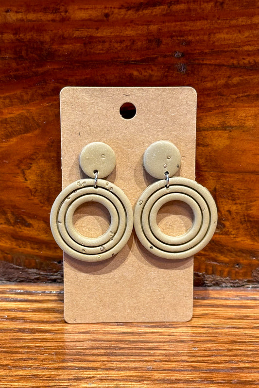 Tan Circle Drop Earrings