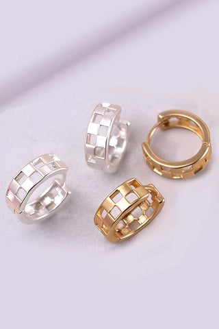 Checker Hoop Huggie Earrings (2 Colors)