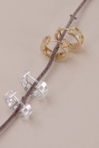 Checker Hoop Huggie Earrings (2 Colors)