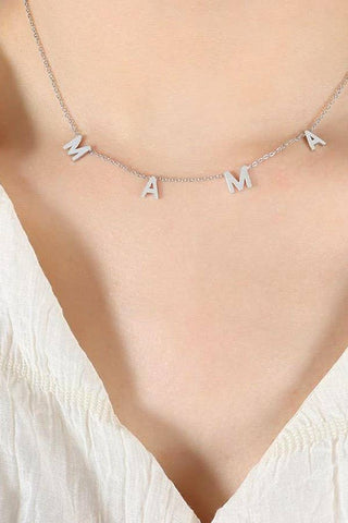 Silver Block Letter MAMA Necklace